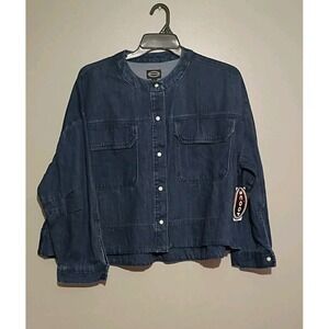 Scoop Women's and Women's Plus Cropped Oversized Button-Down Shirt, Sizes L